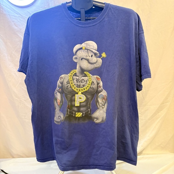 2021 Popeye the Sailor Unisex Shirt Adult XXL Graphic Tee Muscle Bling T-Shirt - Picture 2 of 7